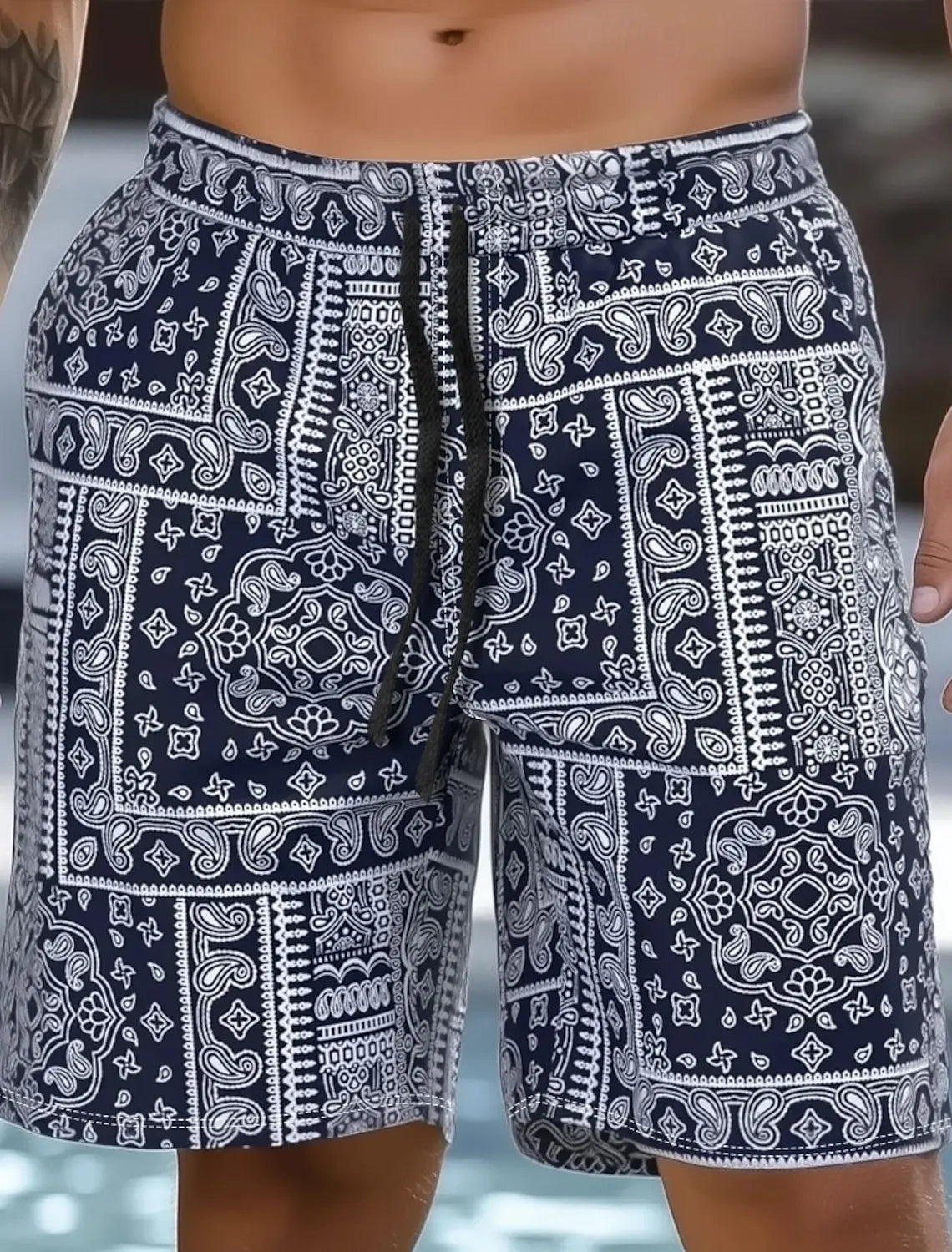 Men's Paisley Shorts Swimming Trunks Board Shorts Fashion Streetwear Pocket Drawstring Shorts Men's Underwear