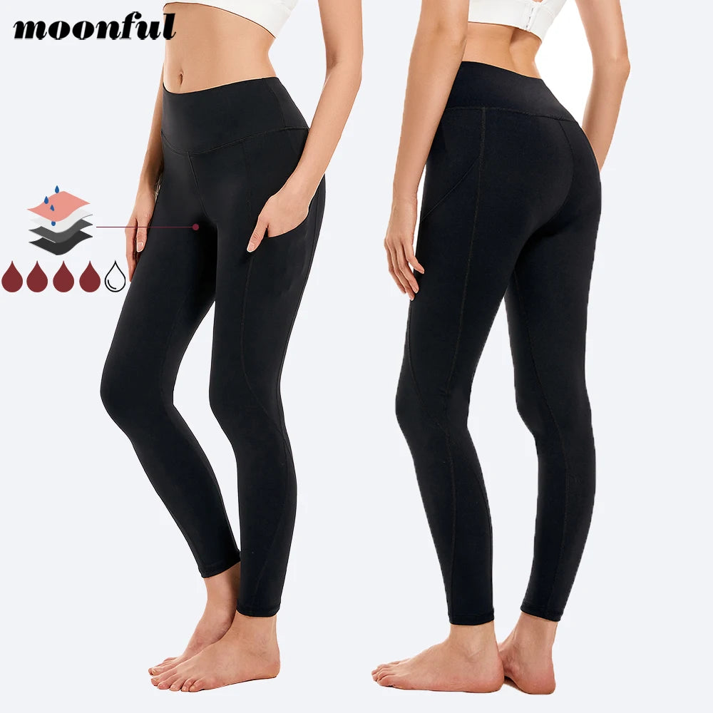 Women Sport Leggings with Period Panties High Waist Elastic Yoga Menstrual Pants Female Fitness Period Underwear Push Up Panty