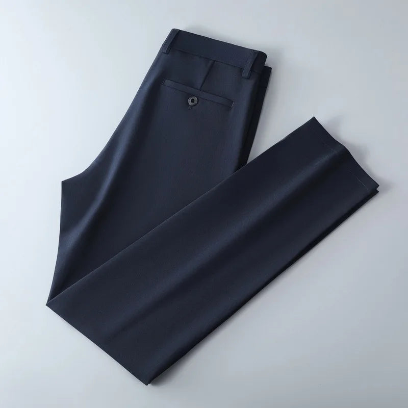 Male Smart Casual Pants Stretchy Sports Men's Fast Dry Trousers Spring Autumn Full Length Straight Office Black Navy Work Pants