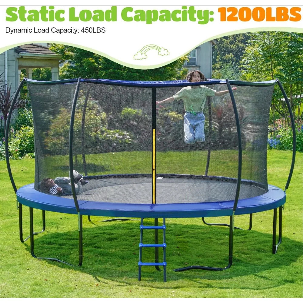 Trampoline 10FT with Basketball Hoop Water Sprinkler Spiral Ground Stakes, Outdoor Yard Trampolines, 1200LBS Weight Capacity