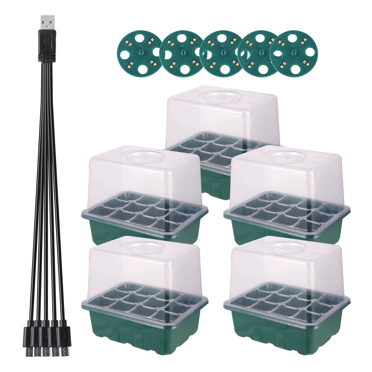 Gardening Cultivation Box Kit Seed Starter Tray LED Grow Light Garden Plant Succulent Flower Breathable Germination Pot 6/12Cell