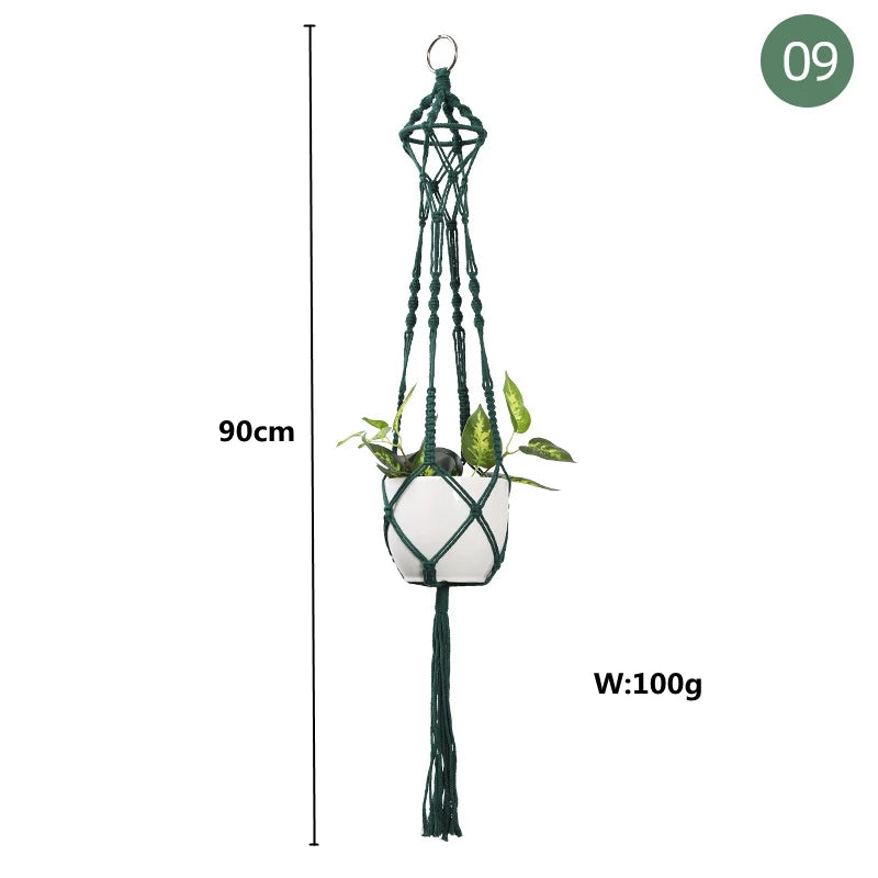 Macrame handmade plant hanger baskets flower pots holder balcony hanging decoration knotted lifting rope home garden supplies