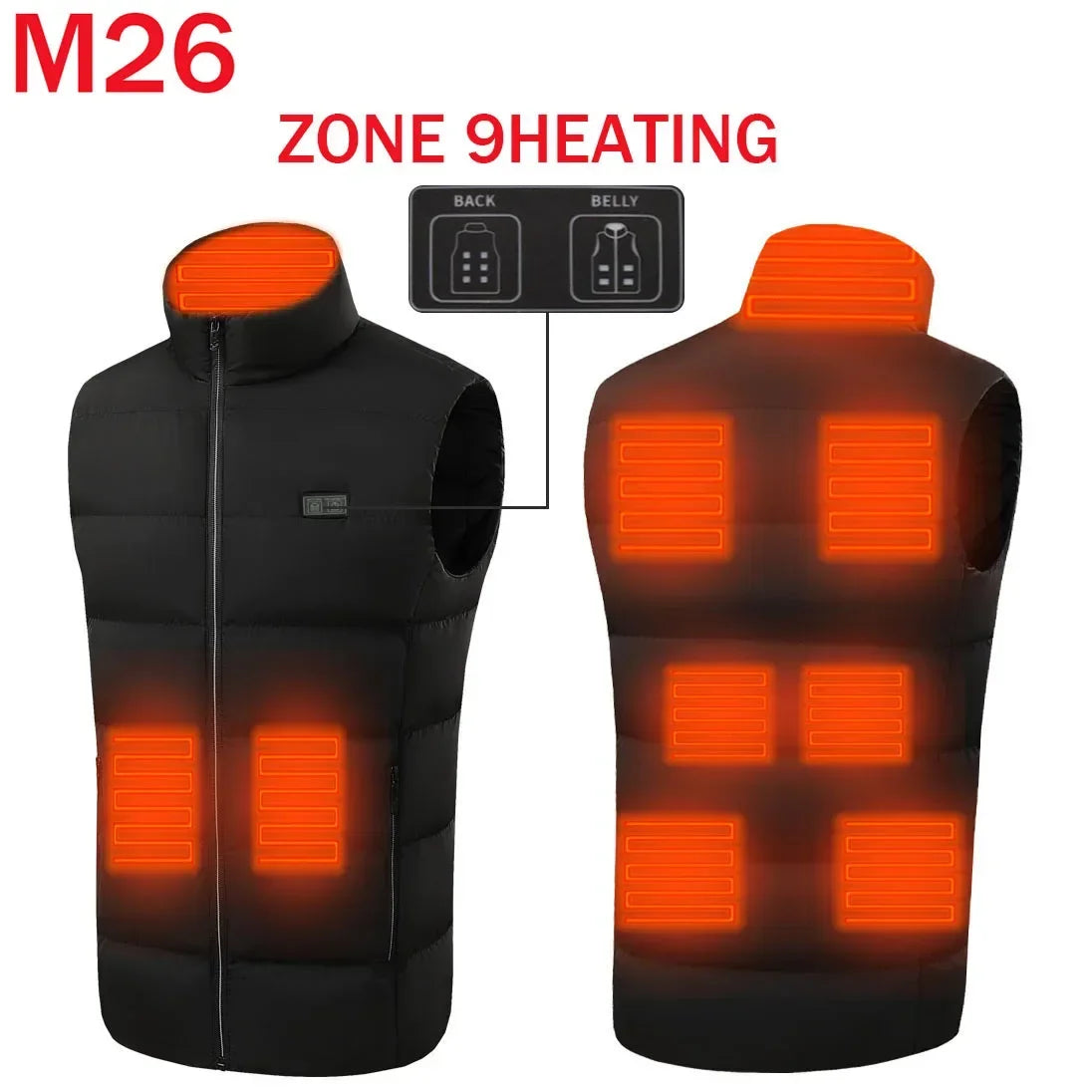 Heated Vest,USB Intelligent Dual Control Switch 9-11-21 Zone Heated Vest,Heated Hunting Vest,Winter Men's Women's Warm Vest,M26