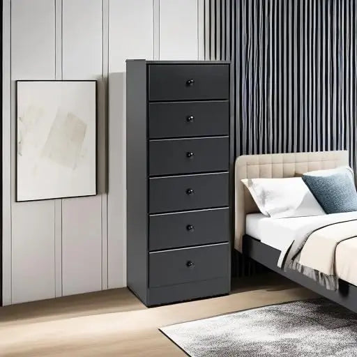 Dresser: 16"D x 20"W x 52"H, 6-Drawer Chest for Bedroom by Prepac - Perfect Chest of Drawers for Ample Storage