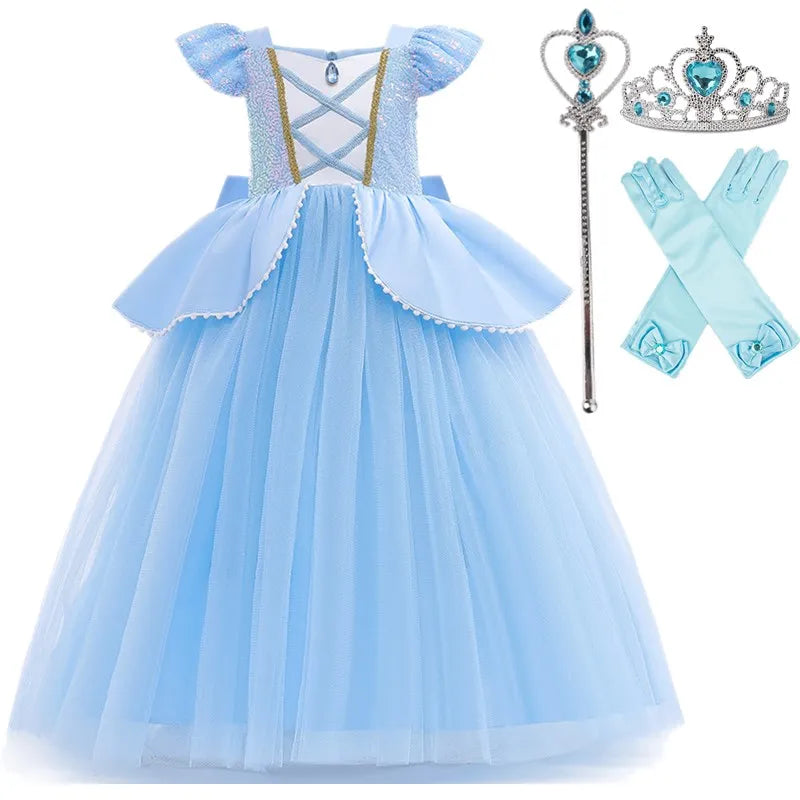 Girls Belle Princess Dress for Girls Beauty and The Beast Cosplay Children Birthday Party Prom Dress Kids Halloween Costumes