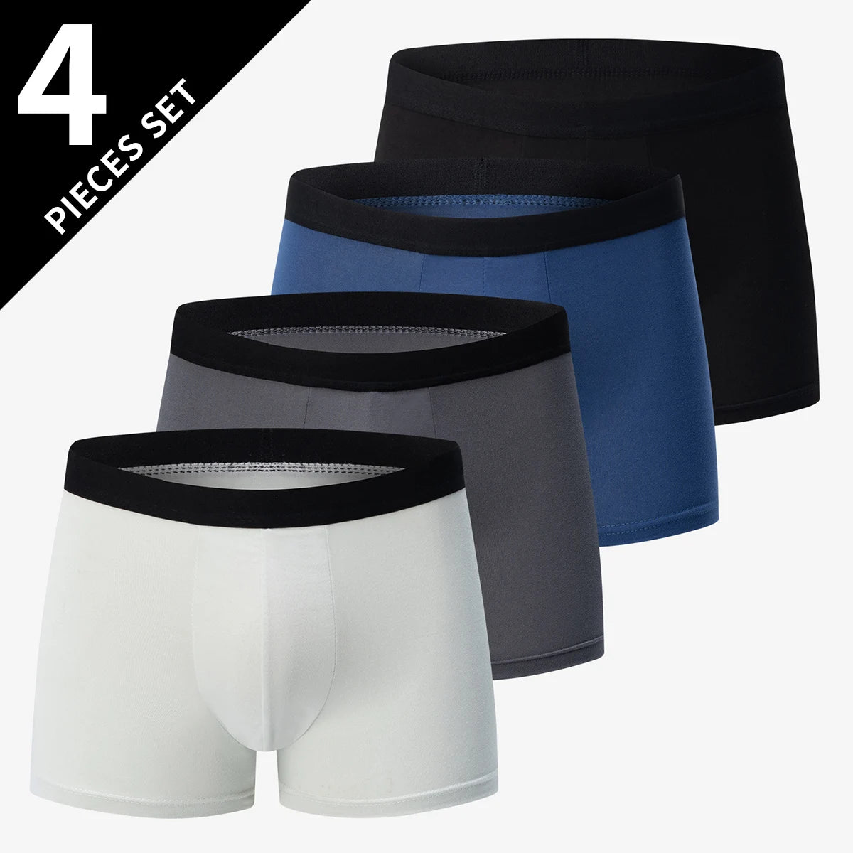 4-piece men's printed letter underwear beach shorts comfortable breathable teenagers plus size underwear up to 6XL.