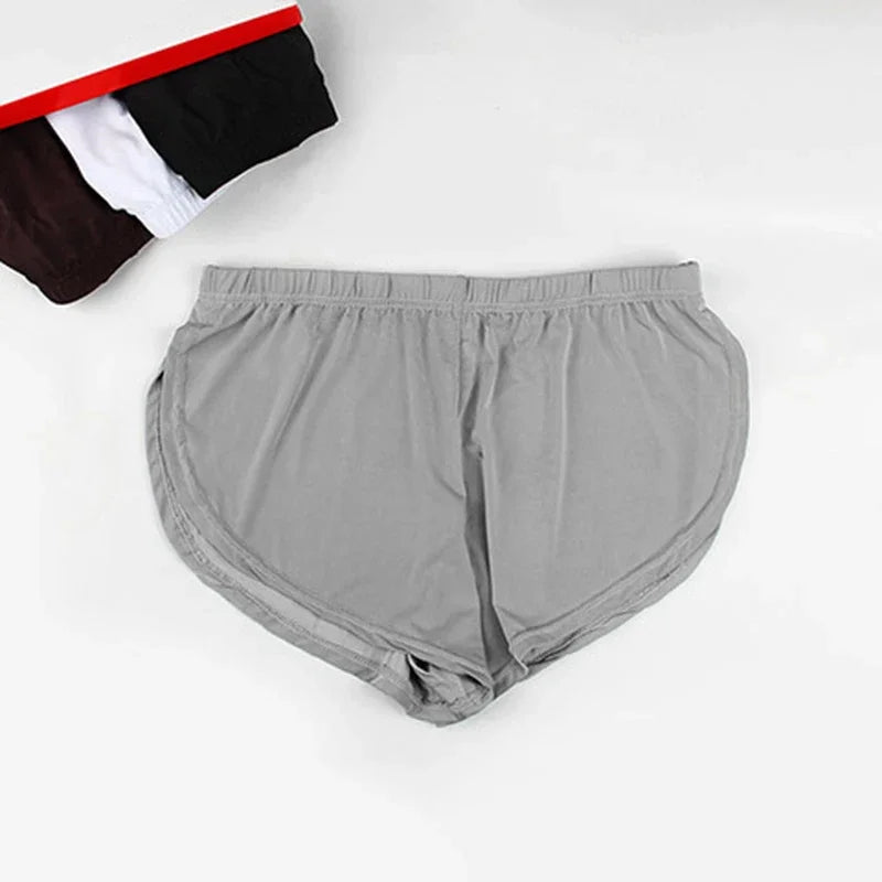 Sexy Men's Daily Ice Silk Loose Aro Pants Underwear Breathable Seamless Button Split Boxer Men Panties Underpants Thin