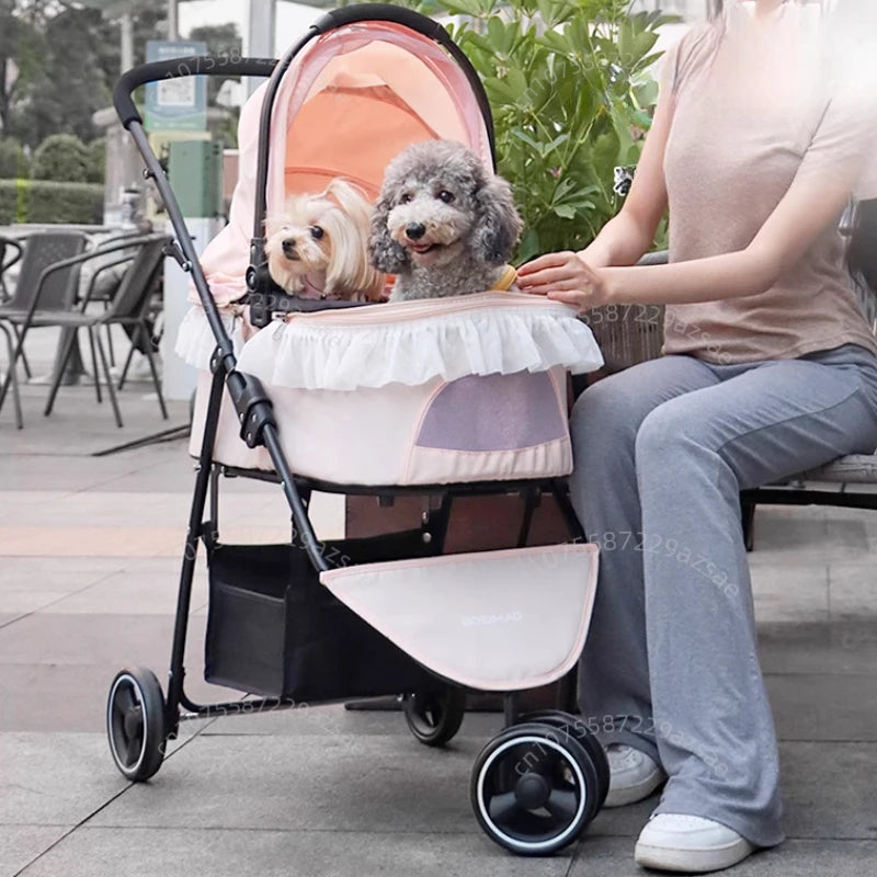 Pet Stroller Detachable Small and Medium-sized Dog Travel Stroller Lightweight and Foldable Portable Pet Stroller Pet Supplies