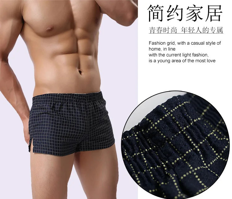 Men's and Women's Cotton Arrow Pants Soft Comfortable Home Shorts Plaid Homewear Loose Lounge Wear Summer Panties Cuecas