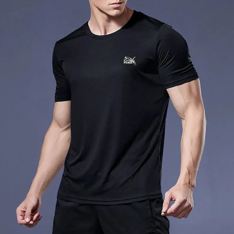 Men's Summer New Fashion Solid Colour Loose Breathable Round Neck Printed Short Sleeve T-Shirt Daily Sports Casual Street Tops