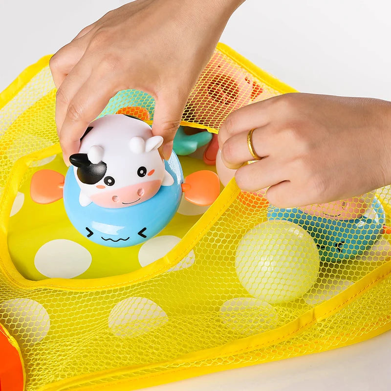 Baby Bath Toys Storage Bags Cute Animals Mesh Bag With Strong Suction Cups Bathroom Organizer Pouch Kids Water Toy Storage Net