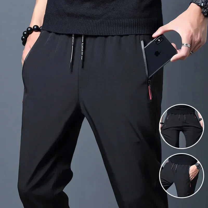 Men's Casual Pants Stretch Slim Fit Elastic Waist Jogger Korean Classic Blue Black Gray Male Brand Trousers Plus Size 4XL 5XL