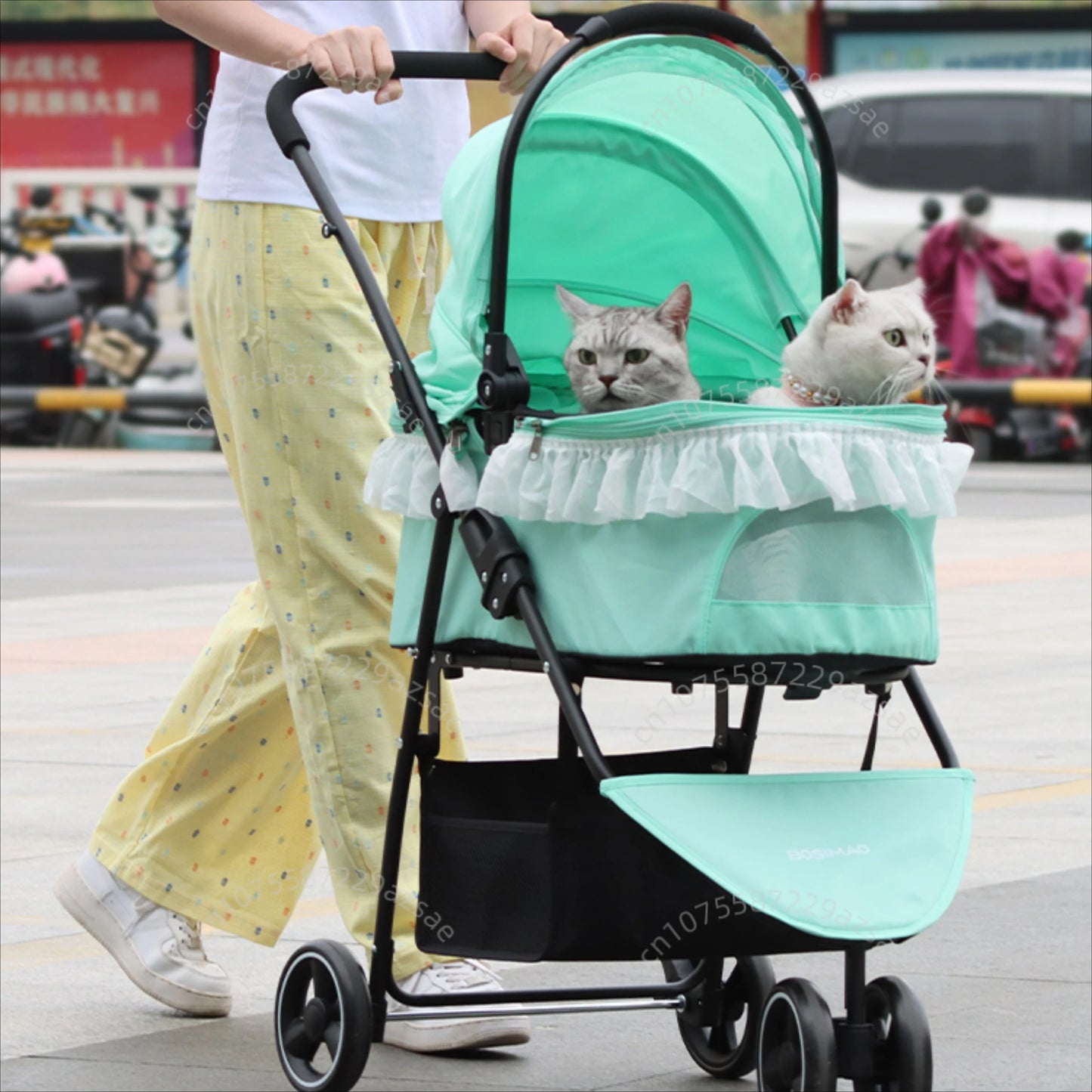 Pet Stroller Detachable Small and Medium-sized Dog Travel Stroller Lightweight and Foldable Portable Pet Stroller Pet Supplies